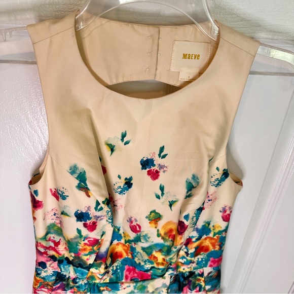 Anthropologie Maeve Tea Garden‎ Floral Sheath Dress Pockets Feminine Sz 0 beauty - Picture 10 of 16